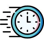 icon showing a moving clock to depict speed of service