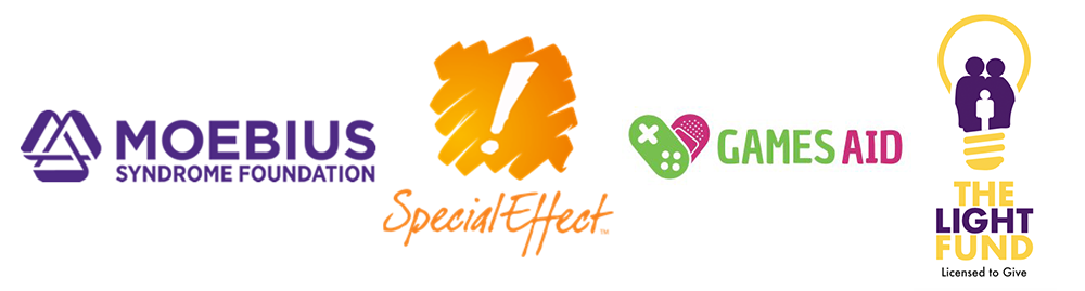 Moebius Syndrome Foundation, Special Effect, Games Aid and The Light Fund Logos