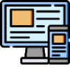 icon of a web page on a monitor and also on a mobile phone