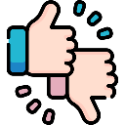 Icon of a thumbs up and thumbs down