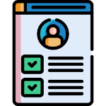 icon showing a checklist for an individual on a clipboard