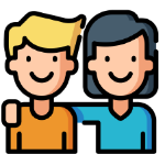 icon showing a person with their arm around another person's shoulders