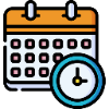 icon showing a calendar and clock face