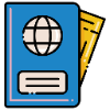 icon showing a passport for visa support