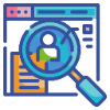 icon showing a profile under a magnifying glass to depict a case study