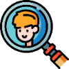 icon of a person under a magnifying glass to depict intern finder