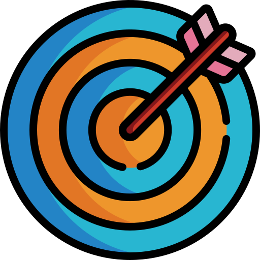 target icon with an arrow hitting the bullseye to depict accuracy